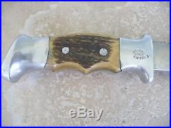 R. H. Ruana M Stamp Knife 21a-6 Deluxe Sticker Orig Sheath & Stonevintage