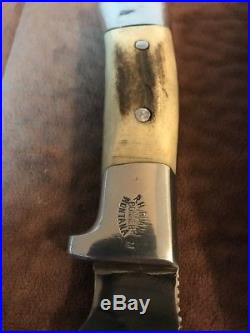 R. H. Ruana Knife 27AC M Stamp Signature Bullwhip Bowie Knife -Sheath-Vintage
