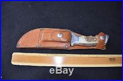 R. H. Ruana knife M stamped deluxe skinner w sharpening stone & original sheath