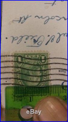 RARE 1 cent Benjamin Franklin Stamp Green USED Scott# 596