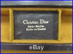 RARE Authentic Vintage Christian Dior Brown Jacquard Backgammon Set Case Leather