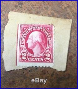 RARE Left Red Line Washington 2 Cent Postage Stamp USED UNCANCELLED