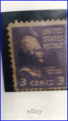 RARE Thomas Jefferson 3 cent postage stamp purple (used)