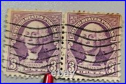 RARE U. S. GEORGE WASHINGTON 3 CENT STAMP Two Connected from same sheet