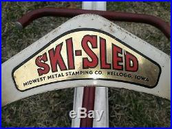 RARE Vtg Ski-Sled Midwest Metal Stamping Co. Kellogg, Iowa Snow Winter Sled