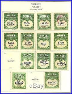 RE108//RE166, Unused/Used Wine Revenue Stamp Collection Cat $841.00 Stuart Katz