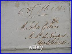 Revolutionary War Stampless Folded Letter 1774 John Collins Newport R. I