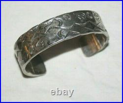 RICHARD BEGAY RB Navajo Heavy Stamped Bear Design STERLING SILVER CUFF 62.2g