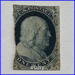 Rare 185-1857 Benjamin Franklin 1c Imperf Stamp, Unchecked For Type