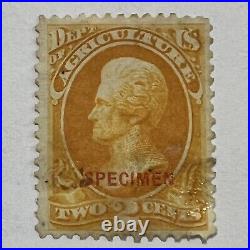 Rare 1879 2c Specimen Stamp #o2s Department Of Agriculture Andrew Jackson
