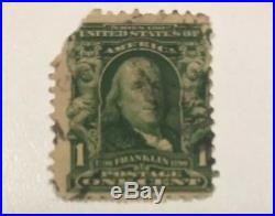 Rare 1902 Benjamin Franklin 1 cent stamp used #300