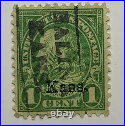 Rare 1929 U. S. Stamp #658 Overprint Kansas With Sideways Salina Kans. Precancel