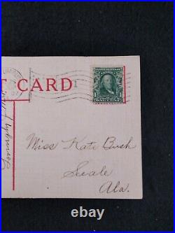 Rare Ben Franklin 1 Cent Stamp Posted 1907 Columbus GA Postcard Seale AL Bush