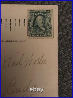 Rare Ben Franklin 1 Cent Stamp on Marshal Field post card dated 12/23/1907