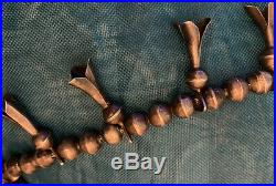 Rare Early Navajo Squash Blossom Necklace Entirely Hand Constructed Hand Stamped