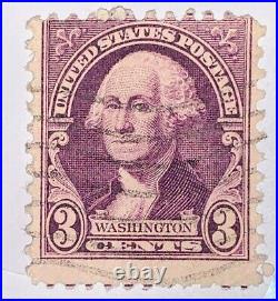Rare George Washington stamp 1932 US 3 Cent Perf 11x10 1/2 VIOLET offcenter