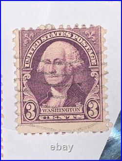 Rare George Washington stamp 1932 US 3 Cent Perf 11x10 1/2 VIOLET offcenter