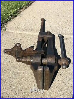 Rare Indian Chief BLACKSMITH POST LEG VISE TOOL WORKS VICE JAWS STAMPED