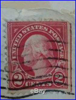 Rare Red Line Washington 2 Cent Stamp on letter 1923 +invoices