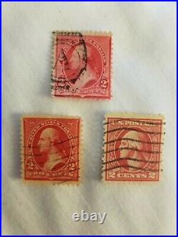 Reduced Price 3 Very Rare 1900's George Washington 2 Cent Red Stamps