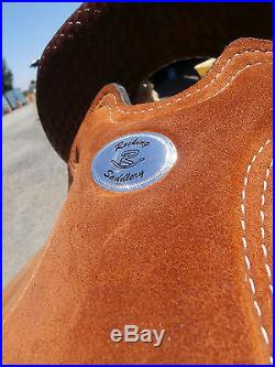 Rocking R Roughout Basket Stamp 15in. Barrel Saddle Amazing Condition Medium oil