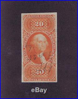 SC# R99a USED $20 INTERNAL REVENUE STAMP PROBATE, MS NOTATIONS 1862-63, VF XF