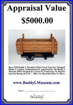 SCARCE 1928 Buddy L Furniture Push Truck with Orig Stamped Buddy L Lumber L@@K