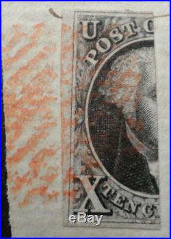 SCOTT #2 USED 1847 WASHINGTON BISECT TIED TO PIECE FOR 5c. RATE - UNUSUAL