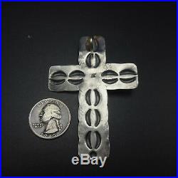 SIGNED Vintage NAVAJO Hand Stamped & Repoussé Sterling Silver CROSS PENDANT