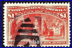 SN US #241 Used1893 Classic $1.00 Columbian Exposition Stamp. Ships Free