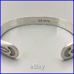 STERLING SILVER STAMPED NATIVE AMERICAN STYLE CUFF BY LeRoy Sandoval