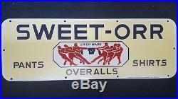 SWEET-ORR Overalls/clothing Porcelain Sign. UNION MADE AND DATE STAMPED 3-56