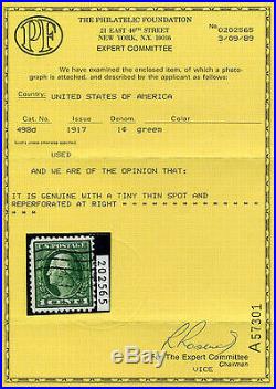 Scott #498d Washington DOUBLE IMPRESSION RARE Used Stamp with PF Cert (#498-1)