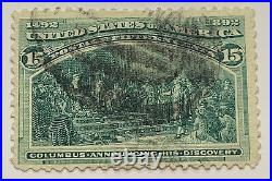 Signed 1893 Us 15c Stamp #238 Michel #81 Columbian Exposition
