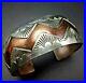Signed Vintage NAVAJO Hand Stamped Sterling Silver and COPPER Cuff BRACELET