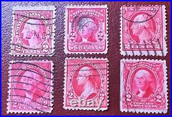 Six George Washington Two Cent Stamps Rare! All different variations