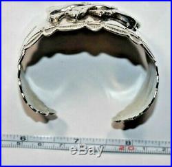 Southwestern CAROL FELLEY Sterling 3-D Horses Stamped Cuff Bracelet 91' 6.5