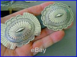 Southwestern Native American Indian Sterling Silver Stamped Repousse Concho Belt