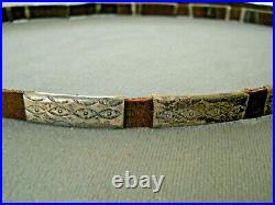 Southwestern Native American Navajo Sterling Silver Stamped Concho Hatband