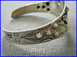 Southwestern Native American Navajo Sterling Silver Stamped Thunderbird Bracelet