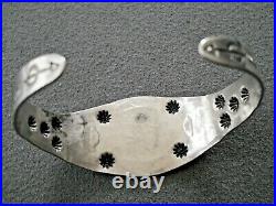 Southwestern Native American Navajo Sterling Silver Stamped Thunderbird Bracelet