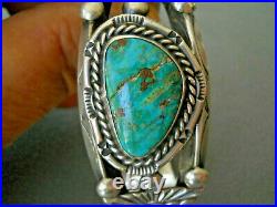 Southwestern Native American Turquoise Sterling Silver Stamped Cuff Bracelet