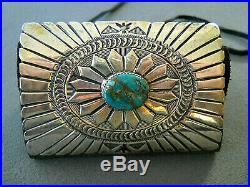 Southwestern Native American Turquoise Sterling Silver Stamped Ketoh Bowguard