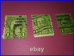 Stamps Green US Ben Franklin 1 cent