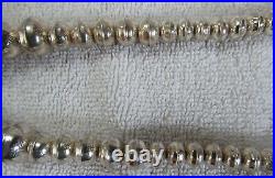 Sterling Silver Navajo Indian Die Stamped Hand Made Bench Beads Beaded Necklace