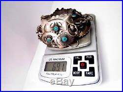 Sterling/Turquoise American Indian Navajo Hand-Stamped Concho Belt/69.1 g/NICE