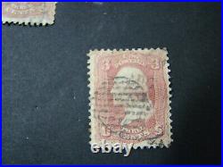 THREE VINTAGE USA stamps -2 1861 G. Washington 3 Cents Used set- TONES