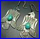 THUNDERBIRDS Vintage NAVAJO Hand-Stamped Sterling Silver TURQUOISE EARRINGS