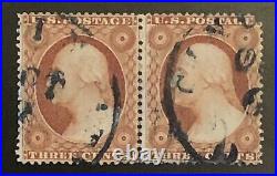 TangStamps US #25 Type I, Pair Used, Small Perf Imperfections