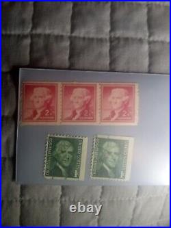 Thomas Jefferson 1 And 2 Cent Stamps 5 Total